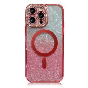 iPhone Pro Max(Red)Gradient Glitter Diamond Plating Magnetic
